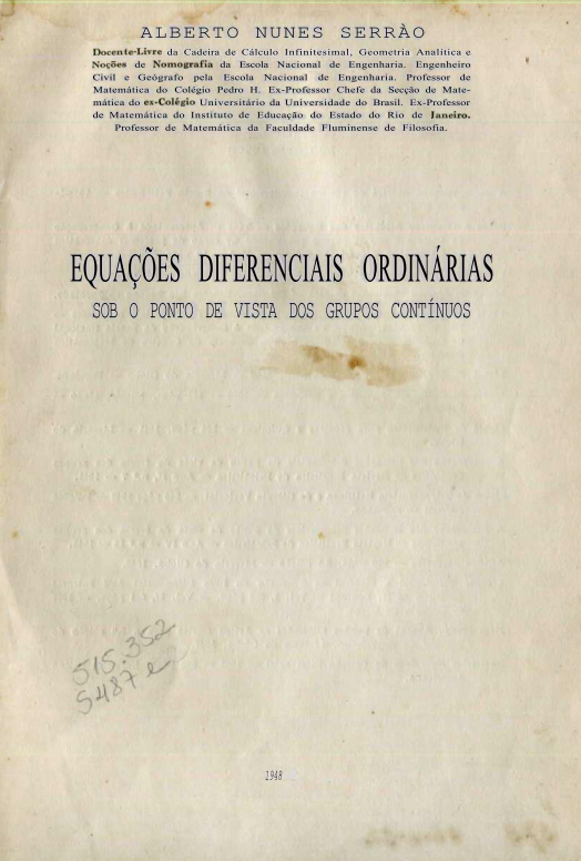 Capa do Livro Equações Diferenciais Ordinárias